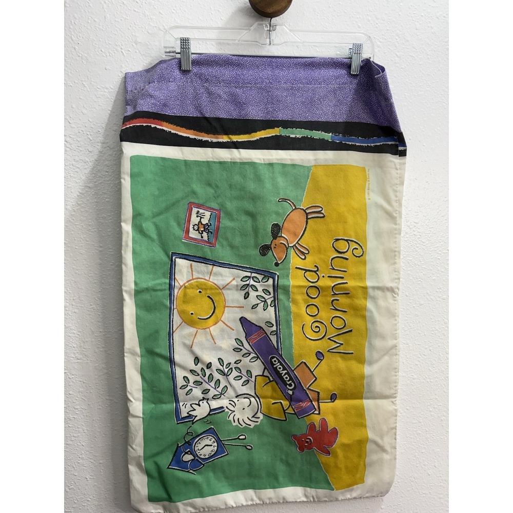 Vintage Crayon Promo Pillow Case Colorful 1991 Kids Drawing